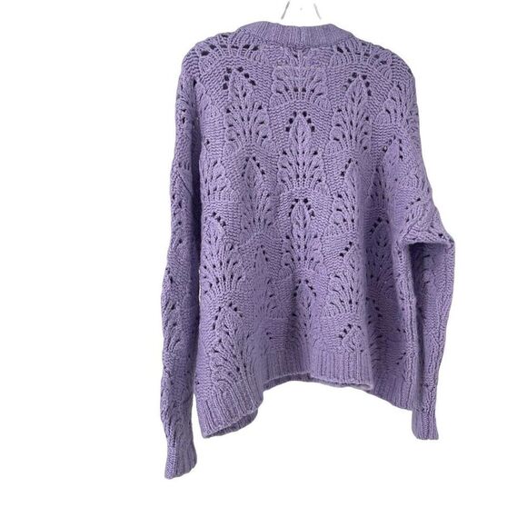 Aerie Sweater Purple Oversized Chunky Open Knit Size M Cozy Casual Preppy Top - Picture 2 of 8